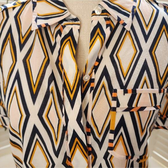 TORY BURCH GEOMETRIC BUTTON DOWN SIZE 8 - Picture 4 of 7